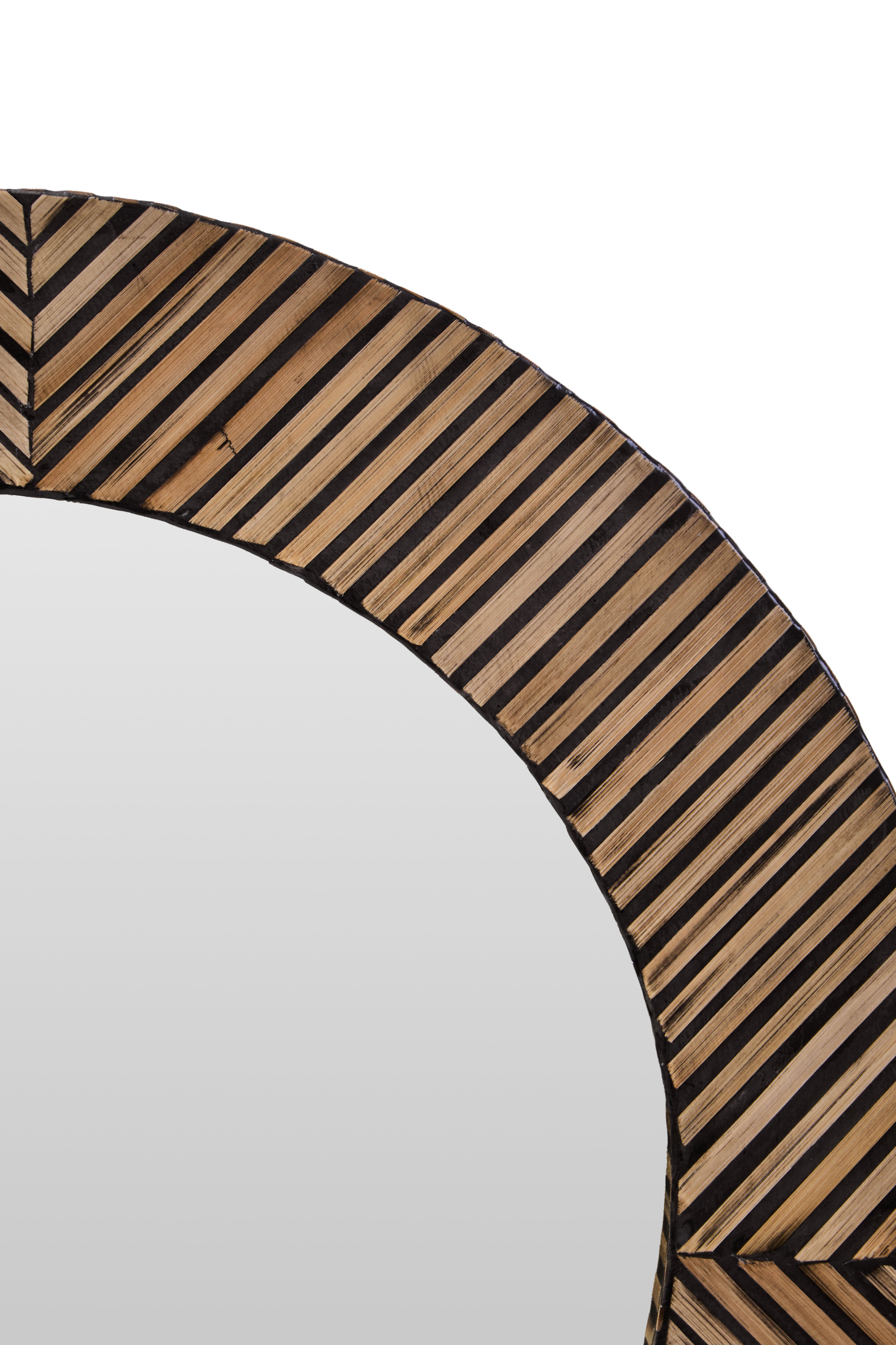 Antibes Bamboo Inlay Round Wall Mirror